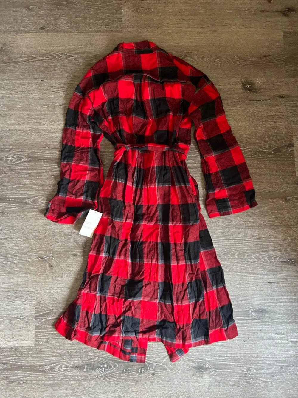 NWT XS/S Stars Above Red Black Plaid Cozy Flannel Bath Robe‎ with Pockets